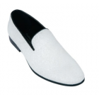 White Sparkle Slip-on Tuxedo Shoes